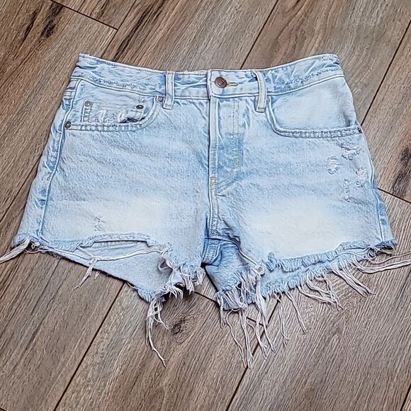 Free People We The Free Denim Shorts Size 25 Distressed Jean Button Fly … - Picture 1 of 7